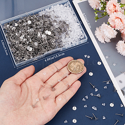 1600Pcs 2 Styles  304 Stainless Steel Flat Round Blank Peg Stud Earring Findings&nbsp;FIND-BBC0003-53A