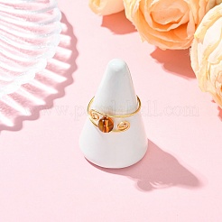 天然琥珀の指輪  ラウンド  環境に優しい銅線を使用した女性向け  ゴールドカラー  21mm&nbsp;RJEW-JR01044