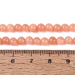 天然石染め加工イエロージェイド翡翠天然石ビーズ連売り  ラウンド  ダークサーモン  4mm  穴：0.5mm  約95個/連  15.7インチ&nbsp;X-G-R271-4mm-Y31