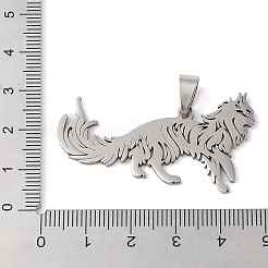 変色しない中空201ステンレススチールペンダント  猫のチャーム  ステンレス鋼色  25x45.5x1.5mm  穴：4.5x8.5mm&nbsp;STAS-G330-02P