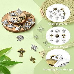 60pcs15スタイルチベットスタイルアロイペンダント  キノコ  ミックスカラー  15.5~29.4x11.5~21x1.5~6mm  穴：1.5~2.2mm  4個/スタイル&nbsp;TIBEP-YW0001-81