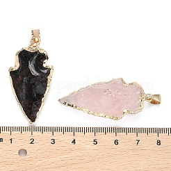 天然石ペンダント  真鍮パーツ  ゴールドカラー  25~50x15~25x5~15mm  穴：7x4mm&nbsp;G-Q490-A-M