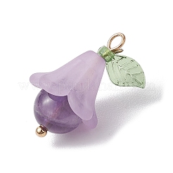 5Pcs 5 Styles Natural Amethyst & Dyed Quartz Crystal & Green Aventurine & Rose Quartz & Synthetic Green Turquoise Pendants&nbsp;PALLOY-TA00147