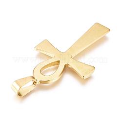 304ステンレススチール製ビッグペンダント  アンククロス  ミックスカラー  65x37x4.5mm  穴：11x8mm&nbsp;STAS-L206-06
