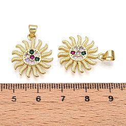Brass Micro Pave Cubic Zirconia Pendants&nbsp;KK-D357-26G