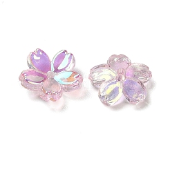 透明ABSプラスチックビーズキャップ  UVメッキ  5  - 花びらの花  パールピンク  10.5~11.5x2mm  穴：1.4mm&nbsp;FIND-B043-03C