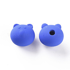 アクリルビーズ  ラバー加工スタイル  片穴  クマ  藤紫色  15.5x16x15mm  穴：3.5mm&nbsp;OACR-S039-06-86