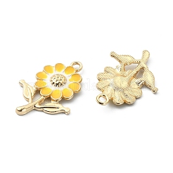 8本合金エナメルペンダント  ゴールドカラー  ヒマワリ  きいろ  27x19x3.5mm  穴：1.8mm&nbsp;ENAM-YW0002-31H