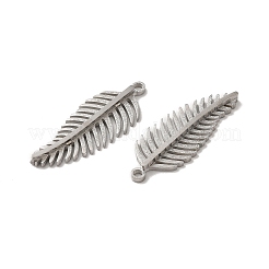 変色しない304ステンレススチールペンダント  フェザーチャーム  ステンレス鋼色  28x10.5x2mm  穴：1.6mm&nbsp;STAS-A080-04P