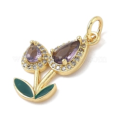 Brass Micro Pave Cubic Zirconia Pendants&nbsp;KK-K368-61G