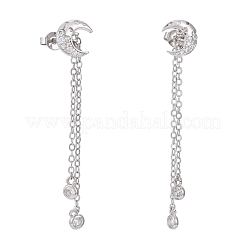 Brass Micro Pave Clear Cubic Zirconia Dangle Stud Earrings&nbsp;EJEW-K083-16P