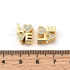 Brass Micro Pave Clear Cubic Zirconia European Beads&nbsp;KK-P344-03G