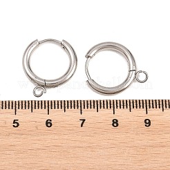 316ステンレススチール製ハギーフープピアス金具  カン付き  長持ちメッキ  ステンレス鋼色  17.5x2.5mm  穴：2.5mm  ピン：1mm&nbsp;X-EJEW-B158-01C-P
