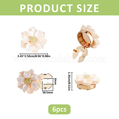 合金カフスボタン6個  花  ライトゴールド  桃パフ  24.5~25x13mm  穴：10.5x6mm&nbsp;FIND-PH0038-34E