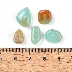 透明なアクリルビーズ  ナゲット  ツートン  淡いターコイズ  10~14.5x7~11x4.5~6mm  穴：1.4mm  約1256個/500g&nbsp;TACR-T028-39G