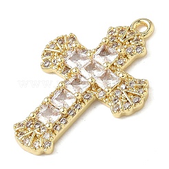Brass Micro Pave Cubic Zirconia Pendants&nbsp;KK-P342-15G-02