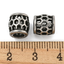 レトロな中空 304 ステンレススチール ヨーロピアンビーズ  大穴ビーズ  コラム  アンティークシルバー  8x8mm  穴：4.5mm&nbsp;STAS-B071-08AS
