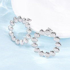 女性用304ステンレススチールスタッドピアス  シェル形状  ステンレス鋼色  34.5x35mm&nbsp;LS-EJEW-K306-18P