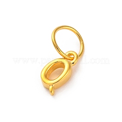 丸カン付きスターリングシルバーレターチャーム925個  ゴールドカラー  文字Q  8.5x5x2mm  穴：5mm&nbsp;LS-STER-R008-01G-Q
