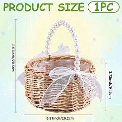 Wickerwork Baskets with Plastic Beaded Handle&nbsp;AJEW-CP0010-62