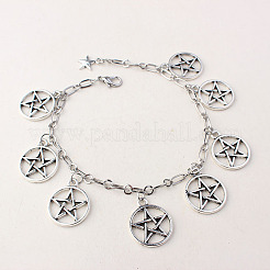 Hollow Out Flat Round with Star Alloy Charm Bracelets for Men Women&nbsp;FS-WGF85E6-01