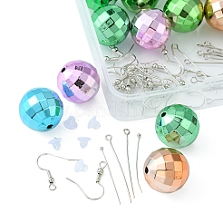 DIYディスコボールダングルイヤリング作成キット  アクリルビーズ入り  プラスチック製ピアスキャッチ  アイアン製ピアスフック  ミックスカラー  110個/箱&nbsp;DIY-FS0004-02