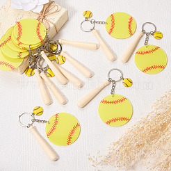 15Pcs Wood & Acrylic & Alloy Enamel Keychains&nbsp;KEYC-SW00029