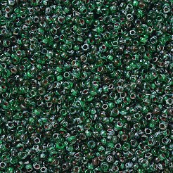 MIYUKIラウンドロカイユビーズ  日本製シードビーズ  11/0  （rr4507)透明緑ピカソ  2x1.3mm  穴：0.8mm  約1111個/10g&nbsp;X-SEED-G007-RR4507