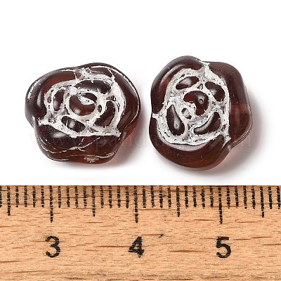 透明なランプワークビーズ  ローズ  暗赤色  13x8mm  穴：1mm  約65~75個/100g&nbsp;LAMP-P065-01A-10-1