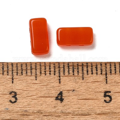 不透明なアクリルビーズ  長方形  レッドオレンジ  8x4x3mm  穴：1mm&nbsp;OACR-M018-02A-1