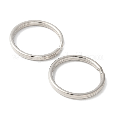 アイアン製キーリング  ダブルループ丸カン  ラックめっき  プラチナ  28.5x3.5mm  内径：23.5mm&nbsp;FIND-B046-07B-P-1