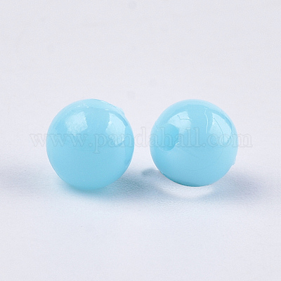 不透明なプラスチックビーズ  ラウンド  ライトブルー  6x5.5mm  穴：1.8mm  約4790個/500g&nbsp;KY-T005-6mm-613-1