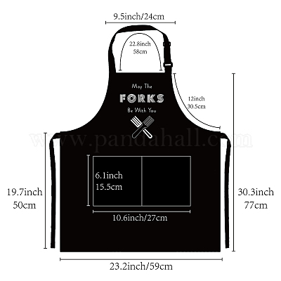ポリエステルエプロン  日用品  長方形  フォーク模様  770x590mm&nbsp;AJEW-WH0221-011-1