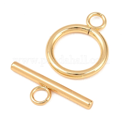 304ステンレススチールトグル留め具  リング  ゴールドカラー  リング：19.5x15x2mm  穴：3mm  バー：22x7x2.5mm  穴：3mm.&nbsp;STAS-L310-03G-1