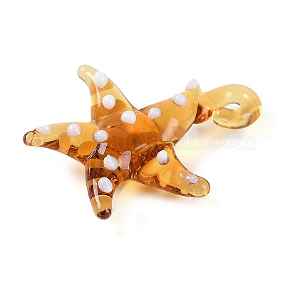 手作りランプワークペンダント  バンピー  ヒトデ  ミックスカラー  28~34x27~30x7~8.5mm  穴：2~2.5mm&nbsp;LAMP-C015-02-1
