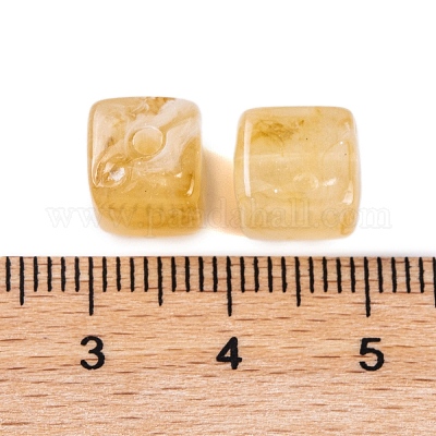 アクリルビーズ  イミテーション翡翠  キューブ  モカシン  9x8x8mm  穴：2mm  833個/ 500g&nbsp;OACR-H120-01J-1