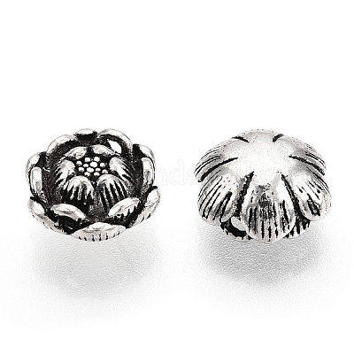 925スターリングシルバービーズ 花 アンティークシルバー 9x5mm 穴
