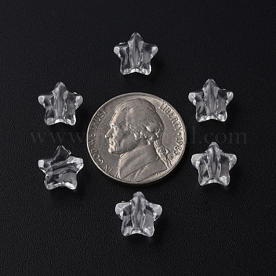 透明なアクリルビーズ  スター  透明  9x9.5x5.5mm  穴：2mm  約2000個/500g&nbsp;MACR-S373-45-B01-1