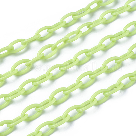 ABSプラスチックアズキチェーン  オーバル  淡緑色  リンク：13x7~7.5x2mm  15.35~15.74インチ（39~40cm）/連&nbsp;X-KY-E007-01D-1