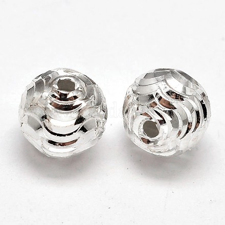 Fancy Cut 925 Sterling Silver Round Beads STER-F012-08E-1