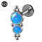 G23 Titanium Threadless Labrets, with Imitation Opal, Stainless Steel Color, Flat Round, 8mm, Pin: 1.2mm
