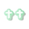 Baking Paint Glass Enamel Beads, Hand Painted Beads, Cross, Pale Green, 14.5x11.5x4mm, Hole: 1mm