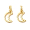 Brass Charms, Cadmium Free & Lead Free, with Split Rings, Moon, Golden, 13x9x1.5mm, Hole: 3mm