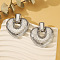 Alloy Stud Earrings, Platinum, Heart, 50mm