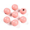 Painted Natural Wood Beads, Round, Misty Rose, 16mm, Hole: 4mm