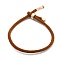 Cotton Cord Bracelets, with Brass Finding, Golden, Chocolate, 8-1/2 inch(21.5cm)~9 inch(23cm)