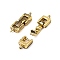 Brass Fold Over Clasps, Rectangle, Cadmium Free & Lead Free, Golden, 22~24x7x4mm, Hole: 1mm