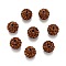 Pave Disco Ball Beads, Polymer Clay Rhinestone Beads, Grade A, Round, Coffee, Rhinestone: PP13(1.9~2mm), 6 Rows Rhinestone, 10mm, Hole: 1.5mm