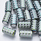 Electroplate Glass Beads, Column with Triangle Pattern, Aquamarine, 20x10mm, Hole: 1.2mm, about 50pcs/bag