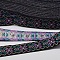 Polyester Ribbons, with Tie Pattern, Black, 1/2 inch(14mm), 33yards/roll(30.1752m/roll)
